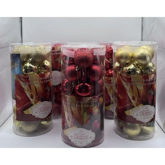 144-Christmas Tree Ornaments 6-24 Packs Red & Gold Shatterproof Holiday Decor - Picture 7 of 7